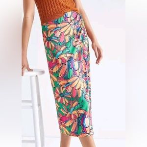 NWOT Farm Rio Anthropologie Faux Wrap Getaway Midi Skirt